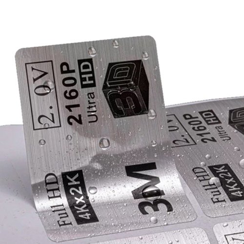 brushed silver PET adhesive label material