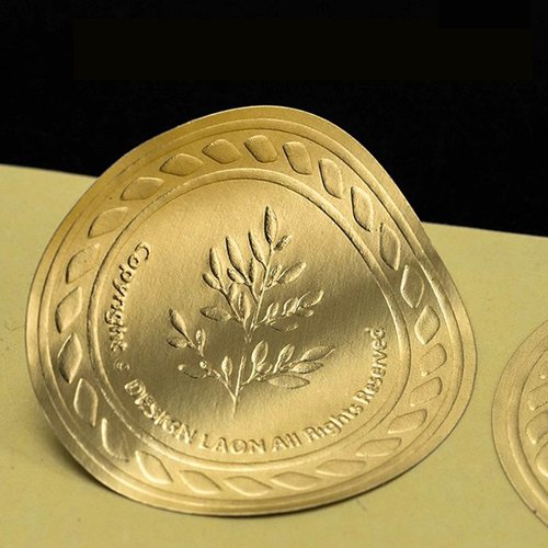 gold color aluminium foil adhesive label sticker material