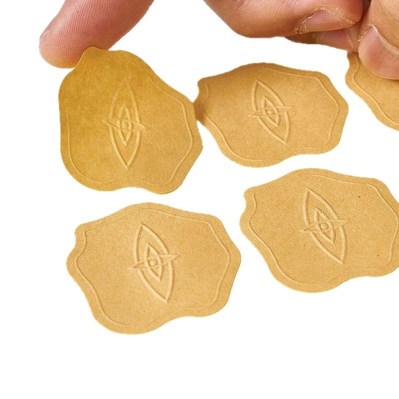 embossed logo brown kraft sticker