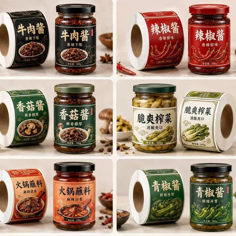 custom printed sauce jar packaging adhesive label
