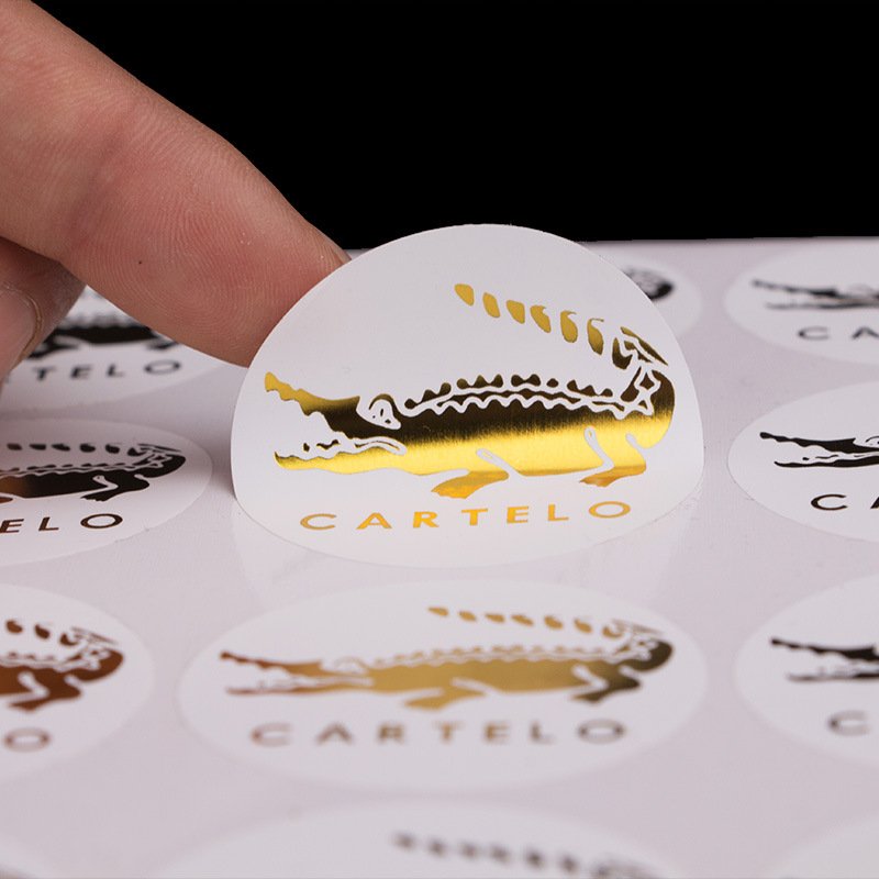 gold foil stamping coated paper adhesive sticker