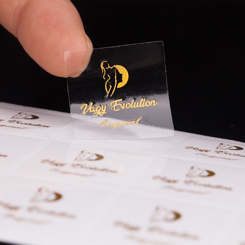 gold foil stamping transparent adhesive sticker