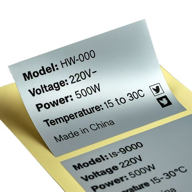 matte silver PET adhesive label sticker